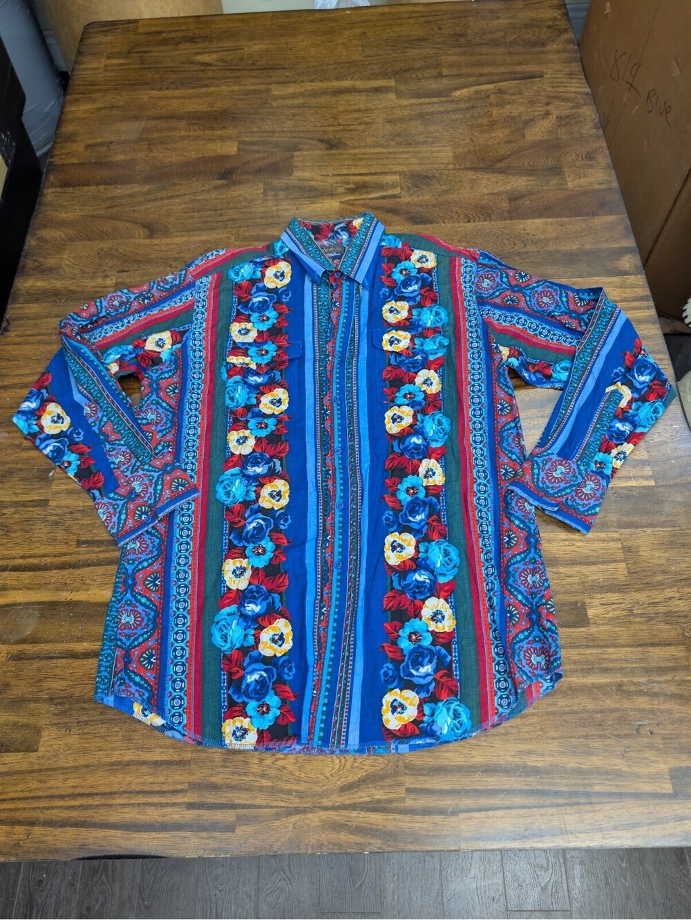 Panhandle Slim Western Shirt Mens 17x35 Floral Pearl Snap